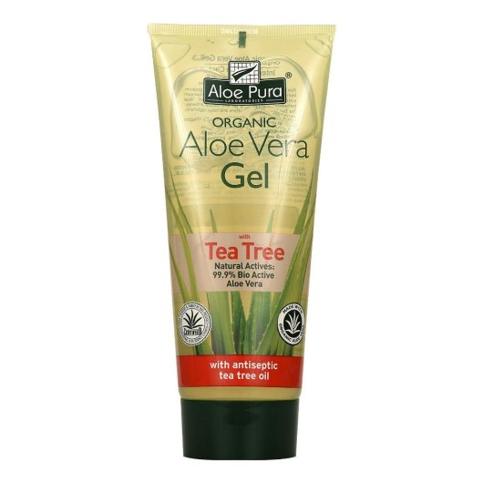 Aloe Pura - Aloe Vera Gel con Tea Tree - Optima Naturals - Flacone da 200 ml - Gel a base di Aloe Vera pura con Tea Tree Oil