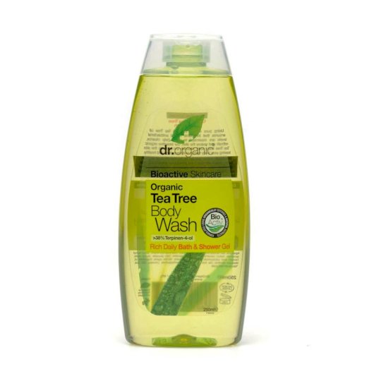 Dr Organic - Tea Tree Body Wash - Optima Naturals - Flacone da 250 ml - Docciaschiuma con olio di Tea Tree biologico e Aloe Vera