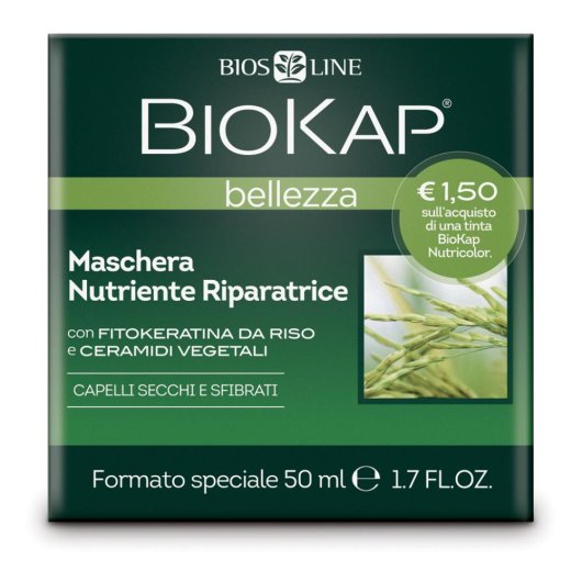 BioKap Bellezza Maschera Nutriente Riparatrice - Bios Line - 200 ml - Trattamento intensivo per capelli secchi, sfibrati, fragili e con doppie punte