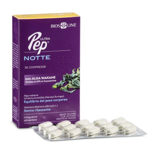 Ultra Pep Notte - Bios Line - 30 Compresse - Integratore alimentare che unisce estratti vegetali ad azione rilassanti con estratti vegetali ad azione bruciagrassi