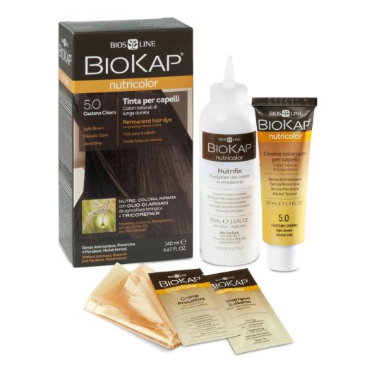 BioKap - Nutricolor - Delicato Rapid (4,06 Castano Caffè) - Bios Line - 140 ml - Tinta che nutre e ripara i capelli mentre li colora e copre perfettamente i capelli bianchi