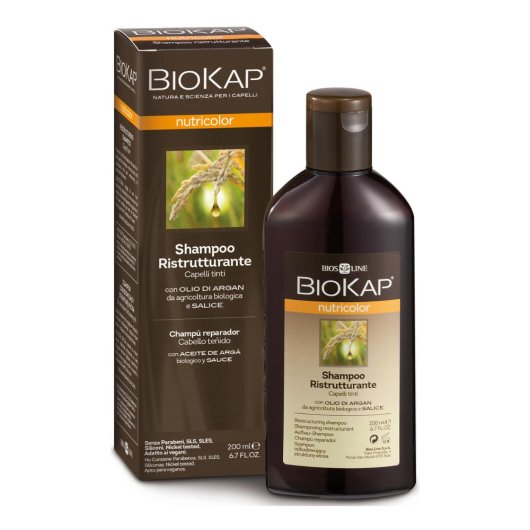 BioKap - Nutricolor - Shampoo Ristrutturante - Bios Line - 200 ml - Shampoo che rafforza la fibra dei capelli e rendendoli soffici e voluminosi