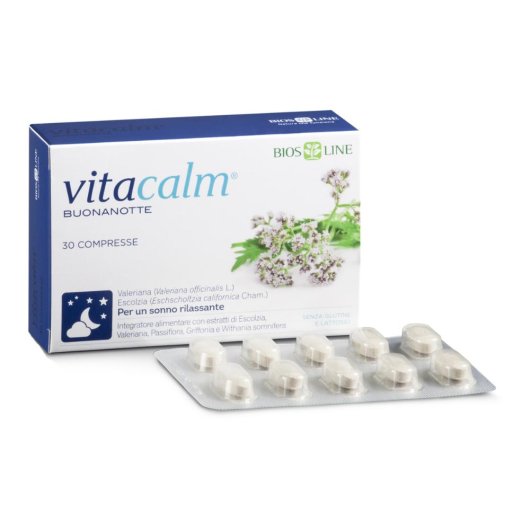 vitacalm - tutta notte - Bios Line - 30 compresse - Integratore alimentare che favorisce il rilassamento e il sonno