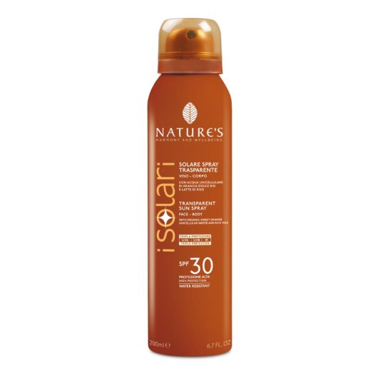 Nature's - I Solari - Solare Spray Trasparente SPF 30 - Bios Line - 200 ml - Spray trasparente che offre tripla protezione (UVA, UVB, IR) dal sole