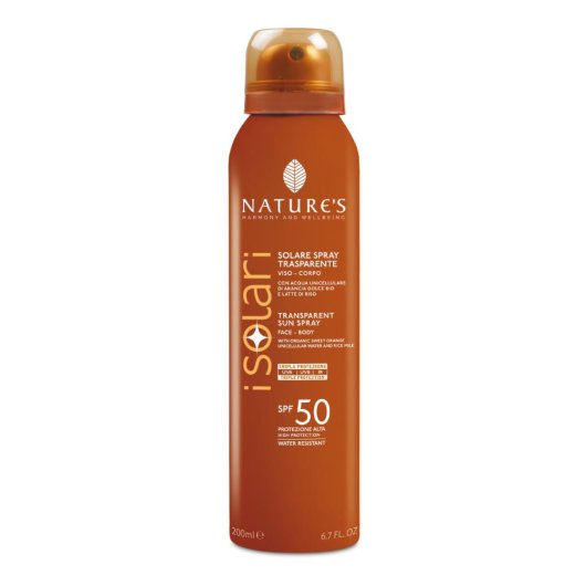 Nature's - I Solari - Solare Spray Trasparente SPF 50 - Bios Line - 200 ml - Spray trasparente che offre tripla protezione (UVA, UVB, IR) dal sole