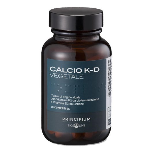 Principium Calcio K-D vegetale - Bios Line - 60 compresse - Integratore alimentare vegetale di Calcio, Vitamina K2 e Vitamina D3