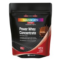 Power Whey 100% Concentrate (Cioccolato) - Massigen Sport - Busta da 420 grammi - Proteine concentrate per la crescita della massa muscolare Power Whey 100% Concentrate (Cioccolato) - Massigen Sport - Busta da 420 grammi - Proteine concentrate per la crescita della massa muscolare
