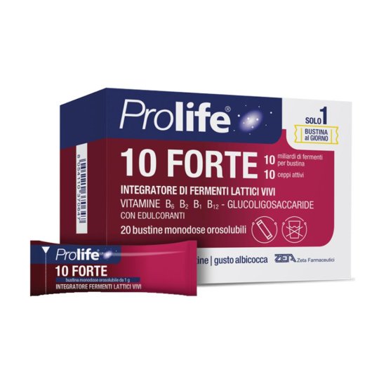 Prolife 10 forte stickpack - Fermenti lattici vivi e vitamine - 20 bustine orosolubili