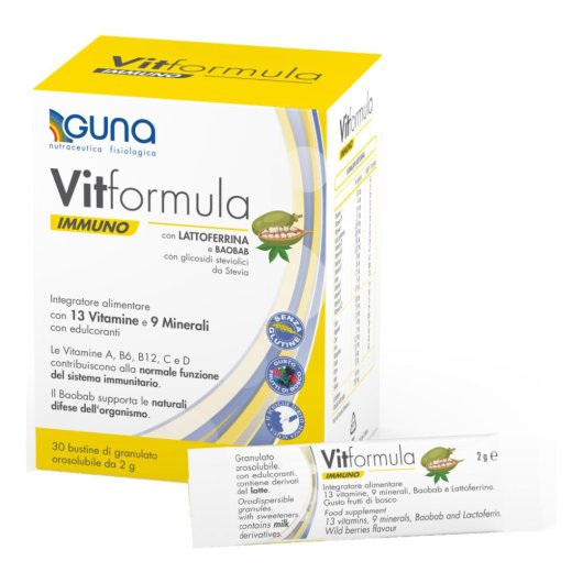 Guna VitFormula Immuno Integratore Alimentare con Lattoferrina - 30 stick