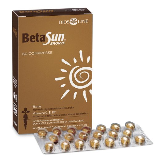 BetaSun Bronze - Bios Line - 60 compresse - Integratore  alimentare per prepararsi all'esposizione solare o per mantenere l'abbronzatura