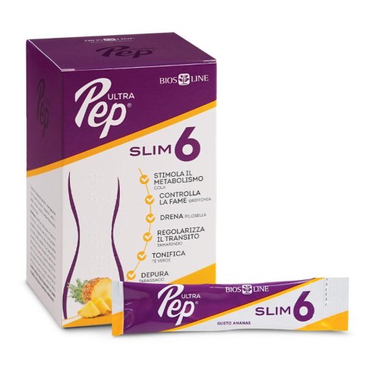 Ultra Pep Slim 6 Zero (Ananas) - Bios Line - 20 stick - Integratore alimentare da bere che aiuta a controllare il peso