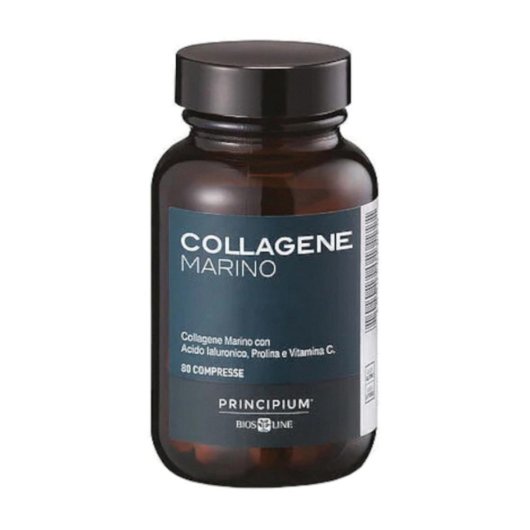 Principium Collagene Marino 80 compresse -  Integratore di Collagene marino con acido ialuronico, prolina e vitamina C