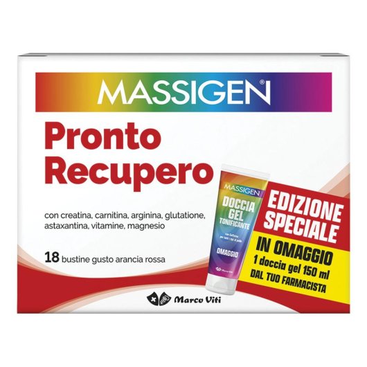 Massigen Pronto recupero - Marco viti - Integratore con Creatina, Carnitina, Arginina -14+4 bustine  Edizione 2025