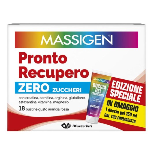 Massigen Pronto recupero Senza Zucchero - Marco viti - Integratore con Creatina, Carnitina, Arginina -14+4 bustine Edizione 2025