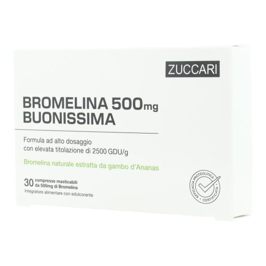Bromelina 500 Buonissima - Zuccari -  Integratore per favorire il drenaggio e la digestione 30 Compresse