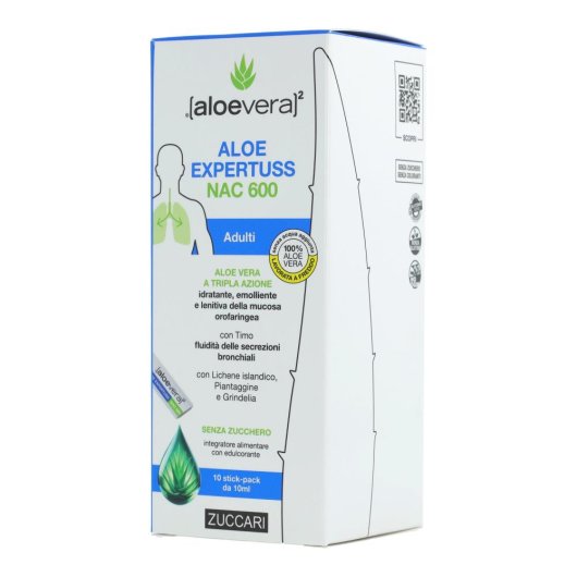 Aloe Expertuss NAC 600  - Zuccari  - Soluzione per Tosse e Catarro 10 Stick