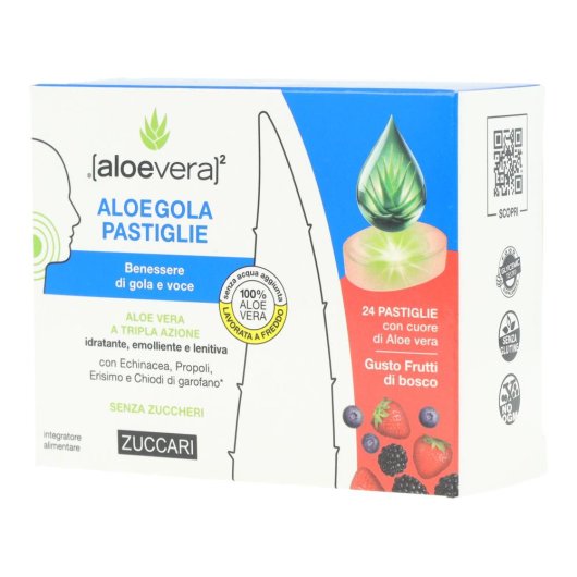 Aloegola Frutti Rossi - Zuccari - Integratore per Gola e Voce 20 Pastiglie da 2,5 g