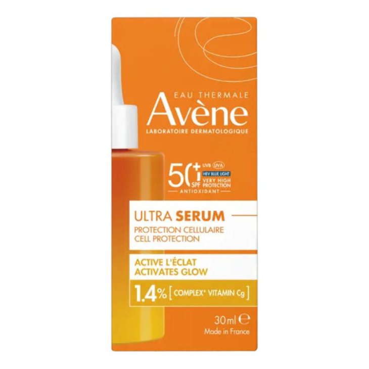 Avène Ultra Siero SPF 50+ Attiva la Luminosità 30ml – Siero Solare Viso Anti-Età, Anti-Luce Blu e Illuminante con Vitamina C