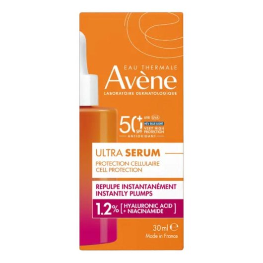 Avène Ultra Siero Rimpolpa SPF 50+ 30ml – Siero Solare Viso Effetto Plumping Immediato con Acido Ialuronico e Niacinamide