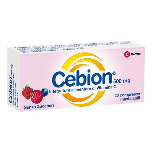 Cebion (Senza Zuccheri) - Dompé - 20 compresse masticabili - Integratore alimentare di Vitamina C