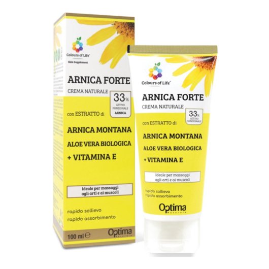 Colours of Life - Crema Eudermica - Arnica Forte - Optima Naturals - Flacone da 100 ml - Crema eudermica all'Arnica, ad azione antidolorifica e antinfiammatoria