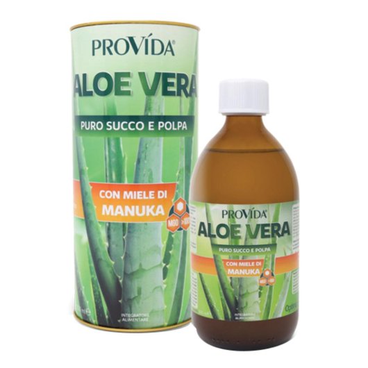 ProVìda - Aloe Vera con Miele di Manuka - Optima Naturals - Contenitore da 500 ml - Integratore alimentare a base di Aloe Vera (succo e polpa) e Miele di Manuka