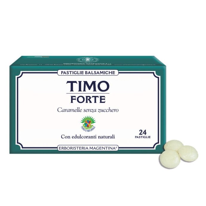 Pastiglie Balsamiche Timo Forte - Erboristeria Magentina - 24 pastiglie - Pastiglie dall'effetto balsamico dei principi attivi naturali che donano immediato sollievo alla gola Pastiglie Balsamiche Timo Forte - Erboristeria Magentina - 24 pastiglie - Pastiglie dall'effetto balsamico dei principi attivi naturali che donano immediato sollievo alla gola