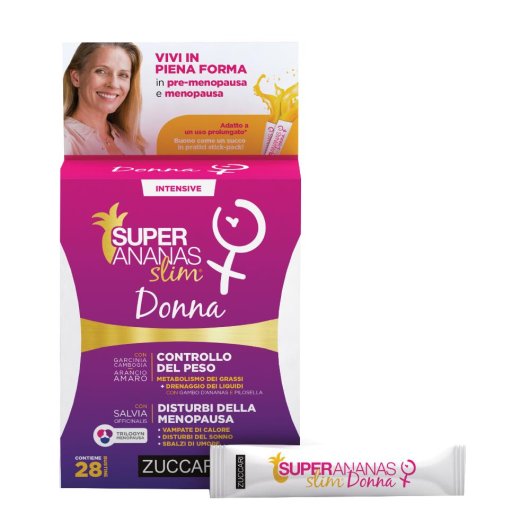 Super Ananas Slim Intensive Donna - Zuccari - 28 stick-pack - Integratore alimentare che supporta il corpo della donna nel periodo della menopausa