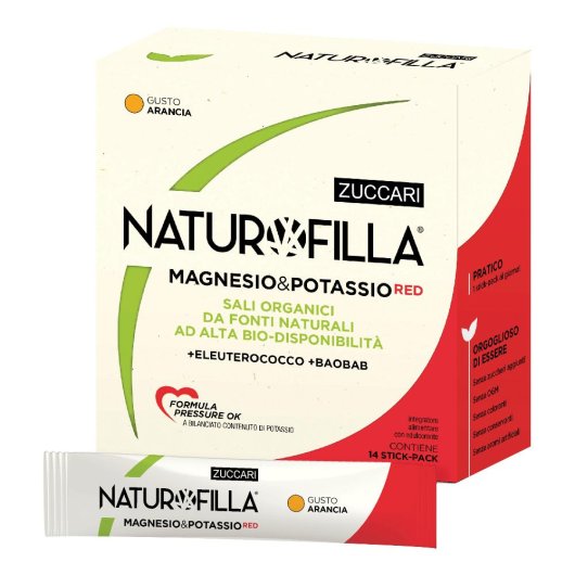 Naturofilla Magnesio&Potassio - Gusto Arancia - Zuccari - 28 stick-pack - Integratore alimentare con magnesio e potassio ad alta bio-disponibilità