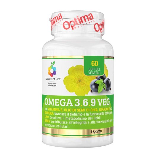 Colours of Life - Omega 3.9.6 Veg - Optima Naturals - 60 softgel - Integratore alimentare con Omega 3, Omega 6 e Omega 9