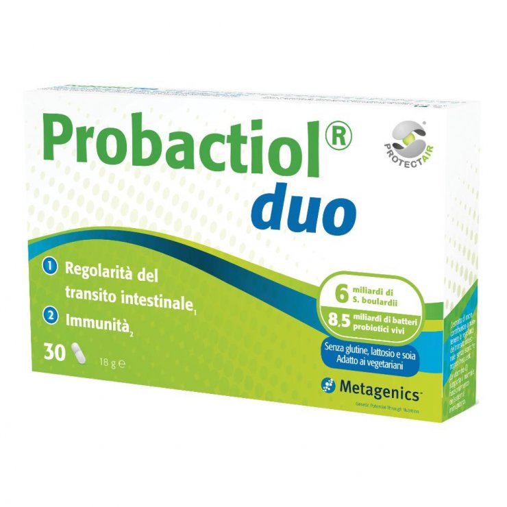 Probactiol duo - Metagenics - 30 capsule - Integratore alimentare che favorisce l'equilibrio della flora intestinale e la regolarità del transito intestinale