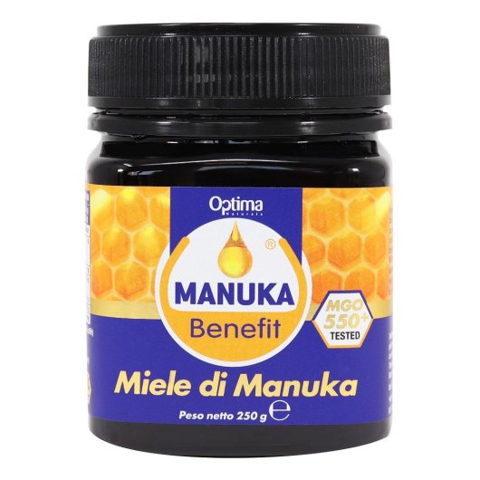 Manuka Benefit - Miele di Manuka 550+ MGO - Optima Naturals - Flacone da 250 grammi - Miele di Manuka 100% puro e naturale