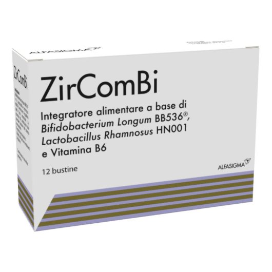 ZirComBi  - Alfasigma -  12 bustine - Integratore alimentare per l'equilibrio della flora batterica intestinale 