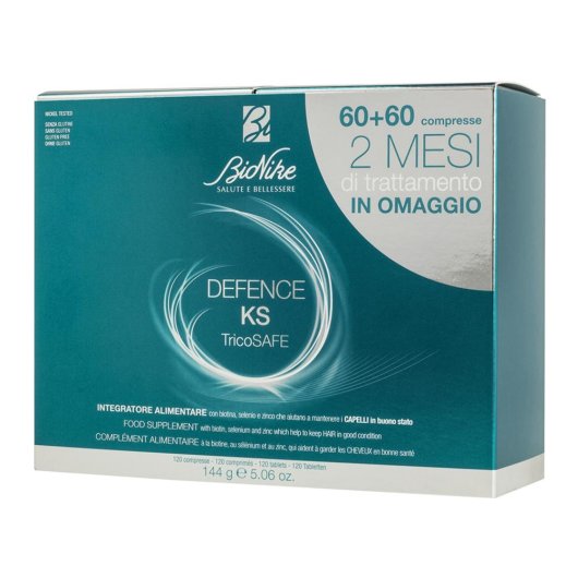 Bionike Defence KS Tricosafe - Promo da 60 + 60 compresse - Trattamento che aiuta a contrastare la caduta dei capelli