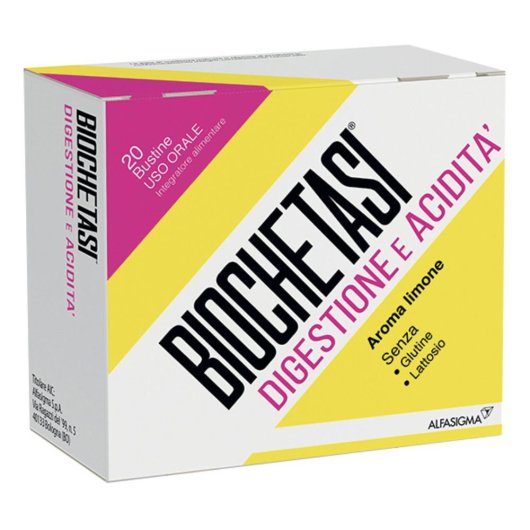 Biochetasi Digestione e Acidità - Alfasigma - 20 bustine - Integratore alimentare che supporta la digestione in caso di alimentazione scorretta