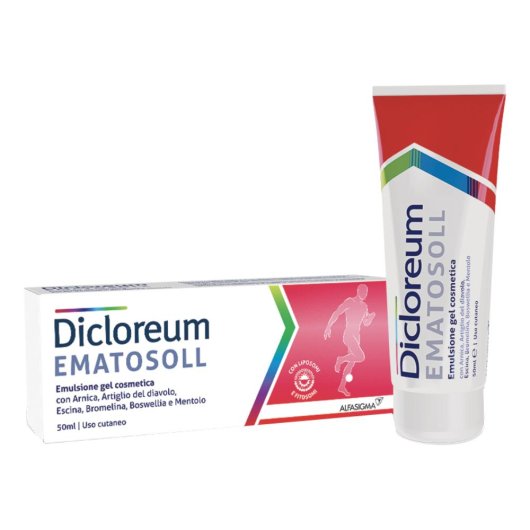 Dicloreum Ematosoll - Alfasigma - Tubo da 50 ml - Gel antidolorifico ottimo in caso di dolore ed ematomi