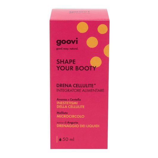 Drena cellulite - Shape your booty - goovi - Flacone da 50 ml - Integratore alimentare ideale in caso di cellulite, pelle a buccia d'arancia e ritenzione idrica