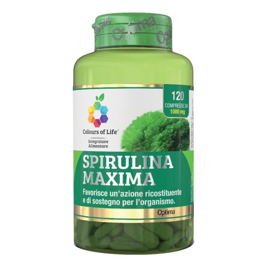 Colours of Life - Spirulina Maxima - Optima Naturals - 120 compresse - Integratore alimentare a base di alga spirulina