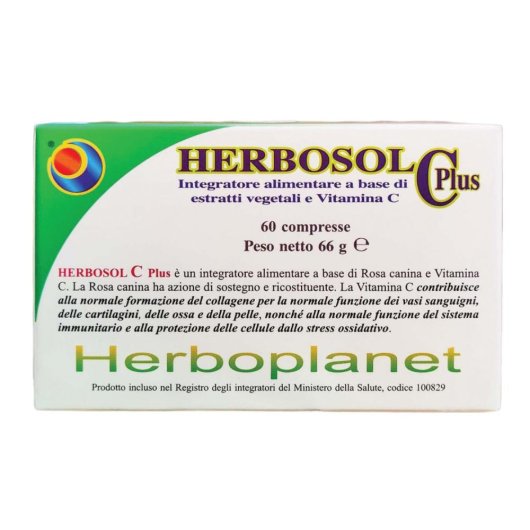 Herbosol C Plus - Herboplanet - 60 compresse - Integratore alimentare che contribuisce alla normale formazione del collagene e aiuta le difese immunitarie