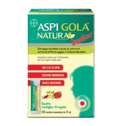 Aspi Gola Natura - Junior - Bayer - 16 bustine monodose da 5 ml - Medicinale in sciroppo per il trattamento della tosse e del mal di gola