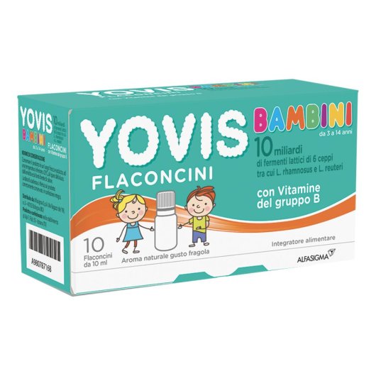 Yovis Bambini - Alfasigma - 10 flaconcini - Integratore alimentare per i più piccoli che favorisce l’equilibrio della flora batterica intestinale e la normale funzione del sistema immunitario  