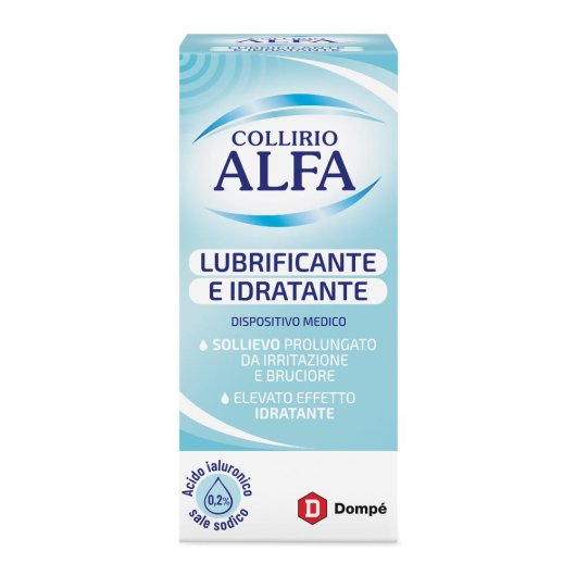 Collirio Alfa Pluridose - LUBRIFICANTE E IDRATANTE - Dompé - 10 ml - Collirio con Acido Ialuronico ad azione idratante 