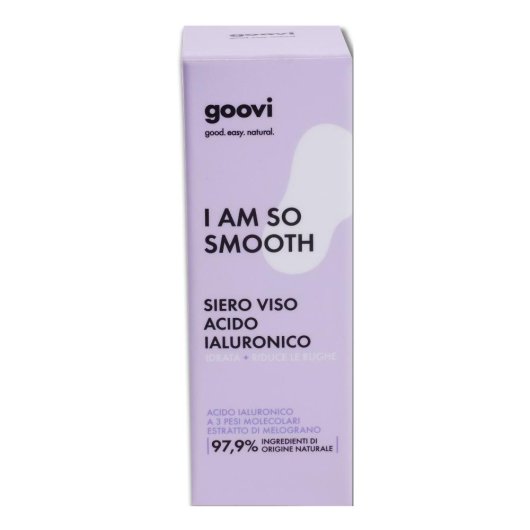 Siero viso acido ialuronico - I am so smooth - goovi - 30 ml - Siero viso con acido ialuronico a 3 pesi molecolari che aiuta a prevenire i segni del tempo