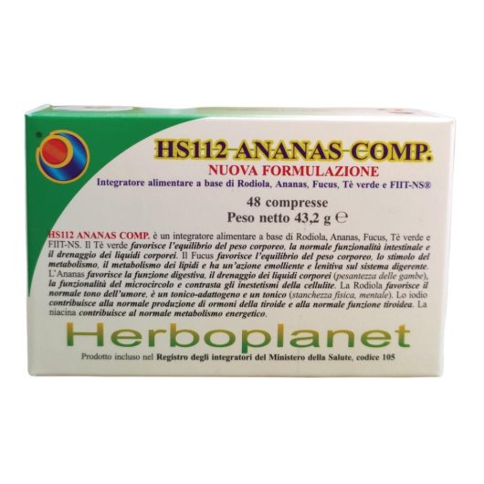 HS 112 ANANAS Compositum - Herboplanet - 48 compresse - Integratore alimentare che aiuta nel controllo del peso corporeo e stimola il metabolismo