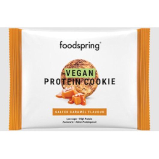 Protein Cookie - Gusto Caramello Salato - Foodspring - Confezione da 50 grammi - Biscotto vegano proteico gusto caramello salato