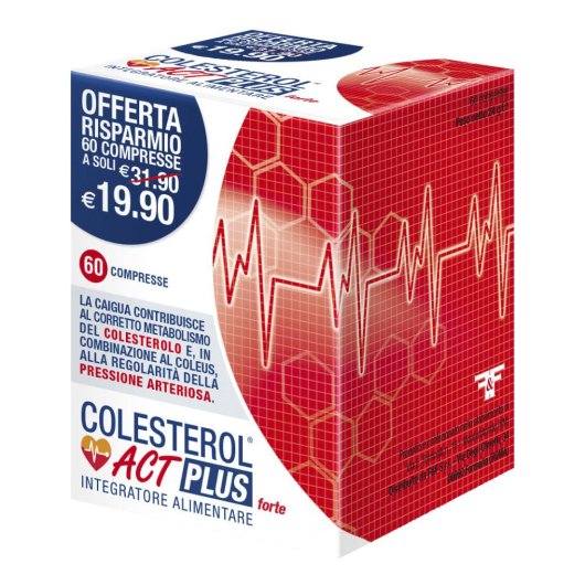 Colesterol Act plus Forte - 60 compresse - Integratore per il colesterolo a base di riso rosso