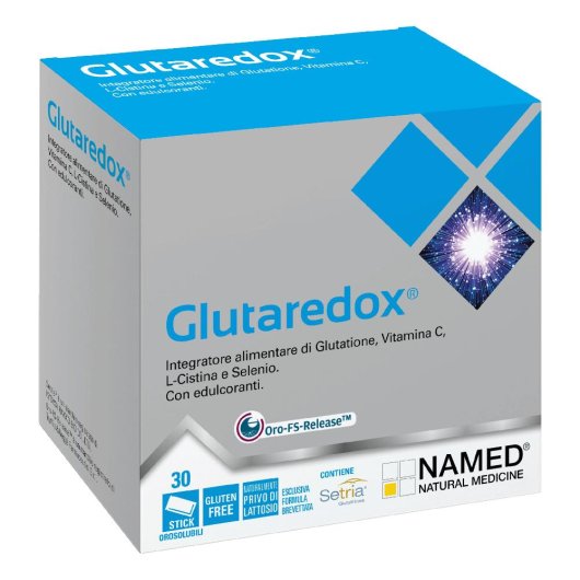 Glutaredox - Named - 30 stick orosolubili - Integratore alimentare di Glutatione ridotto, Vitamina C, L-Cistina e Selenio