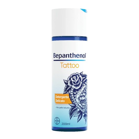 Bepanthenol - Tattoo Detergente Delicato - Bayer - Flacone da 200 ml - Detergente specificatamente formulato per pelli tatuate