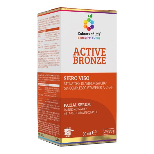 Colours of Life - Active Bronze Siero viso - Optima Naturals - Flacone da 30 ml - Siero viso con attivatore di abbronzatura, per un incarnato abbronzato tutto l'anno