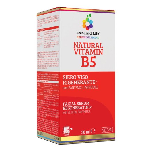 Colours of Life - Siero Viso NATURAL VITAMIN B5 - Optima Naturals - Flacone da 30 ml - Siero viso a base di Vitamina B5 (Pantenolo)